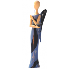 Sternkopf-Engel Blue Desire, stehend, mit Kerzenhalter (50 cm)